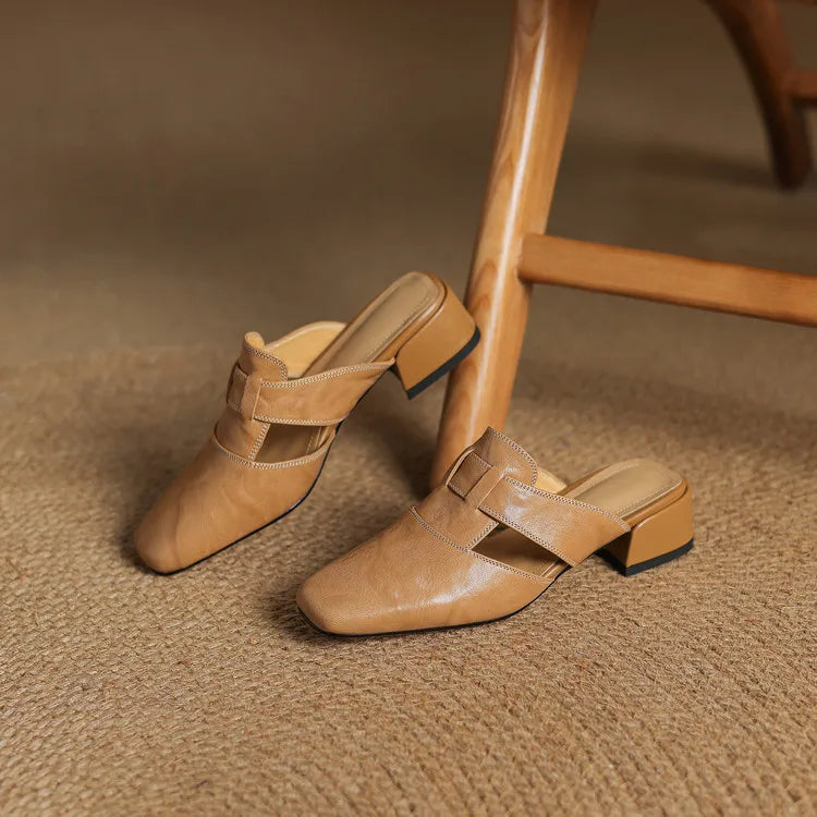 Aya Genuine Leather Mules