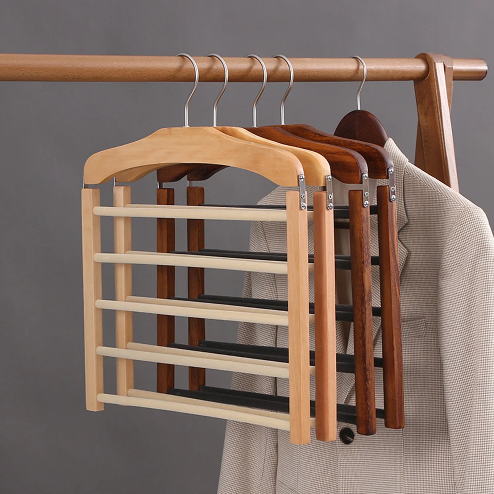 Premium Walnut Wood Multi-Bar Hanger