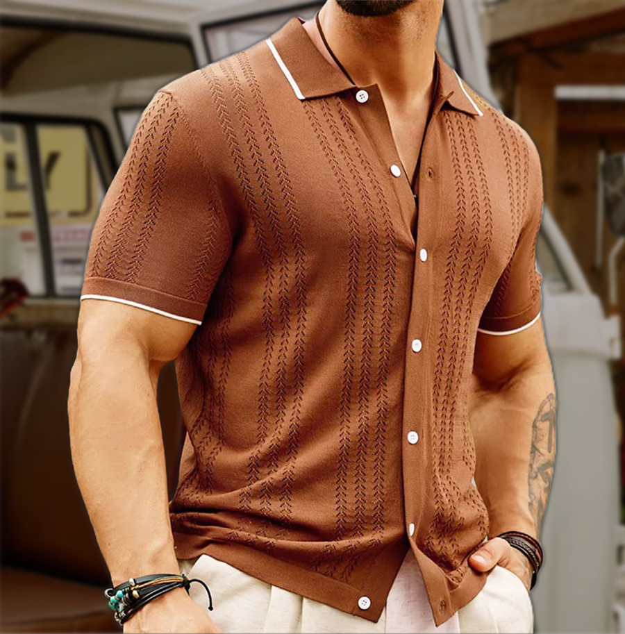 Carlo Marino Button-Down Knit Polo