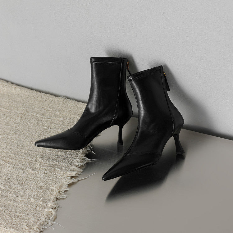 Ami Genuine Leather Heel Boots