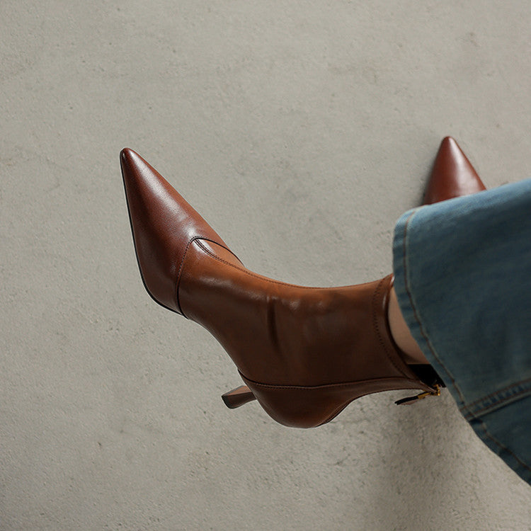 Ami Genuine Leather Heel Boots