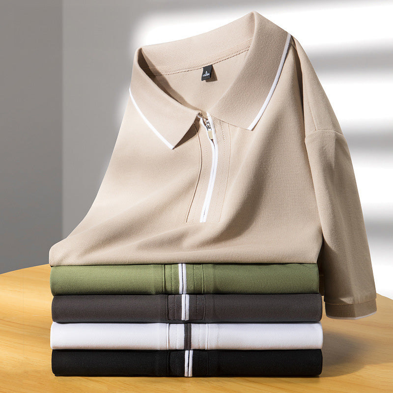 Laurent Cotton Silk Polo Shirt