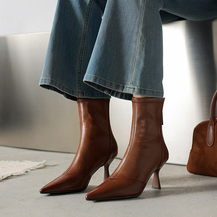 Ami Genuine Leather Heel Boots