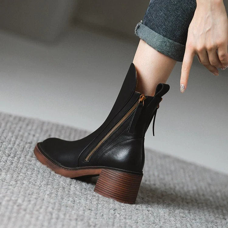 Monroe Leather Zip Ankle Boots