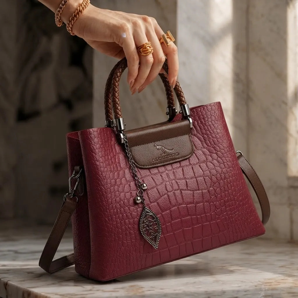L'Éloriée Embossed Vintage Leather Bag