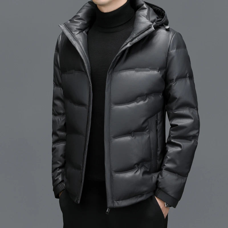 Belmont Genuine Leather Duck Down Jacket