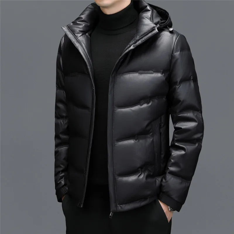 Belmont Genuine Leather Duck Down Jacket