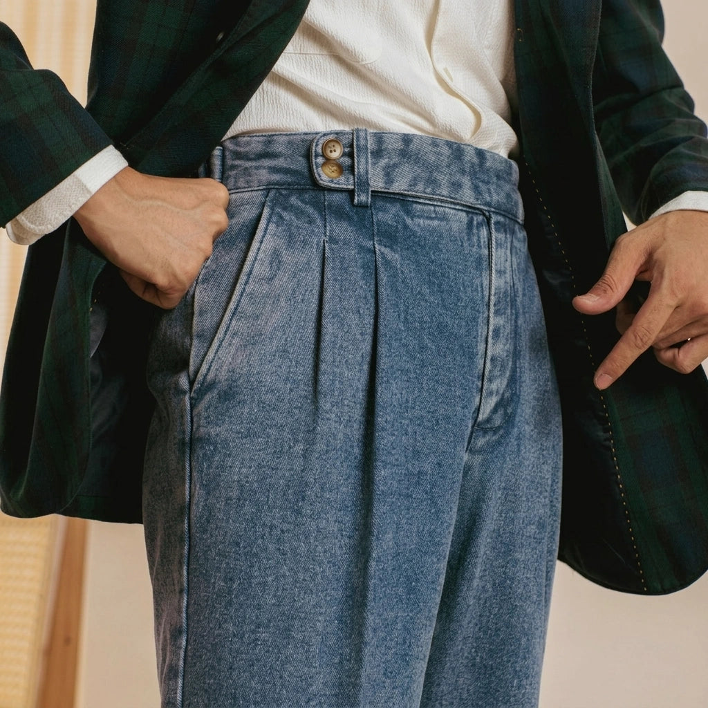 Lorenzo Pleated Denim Trousers