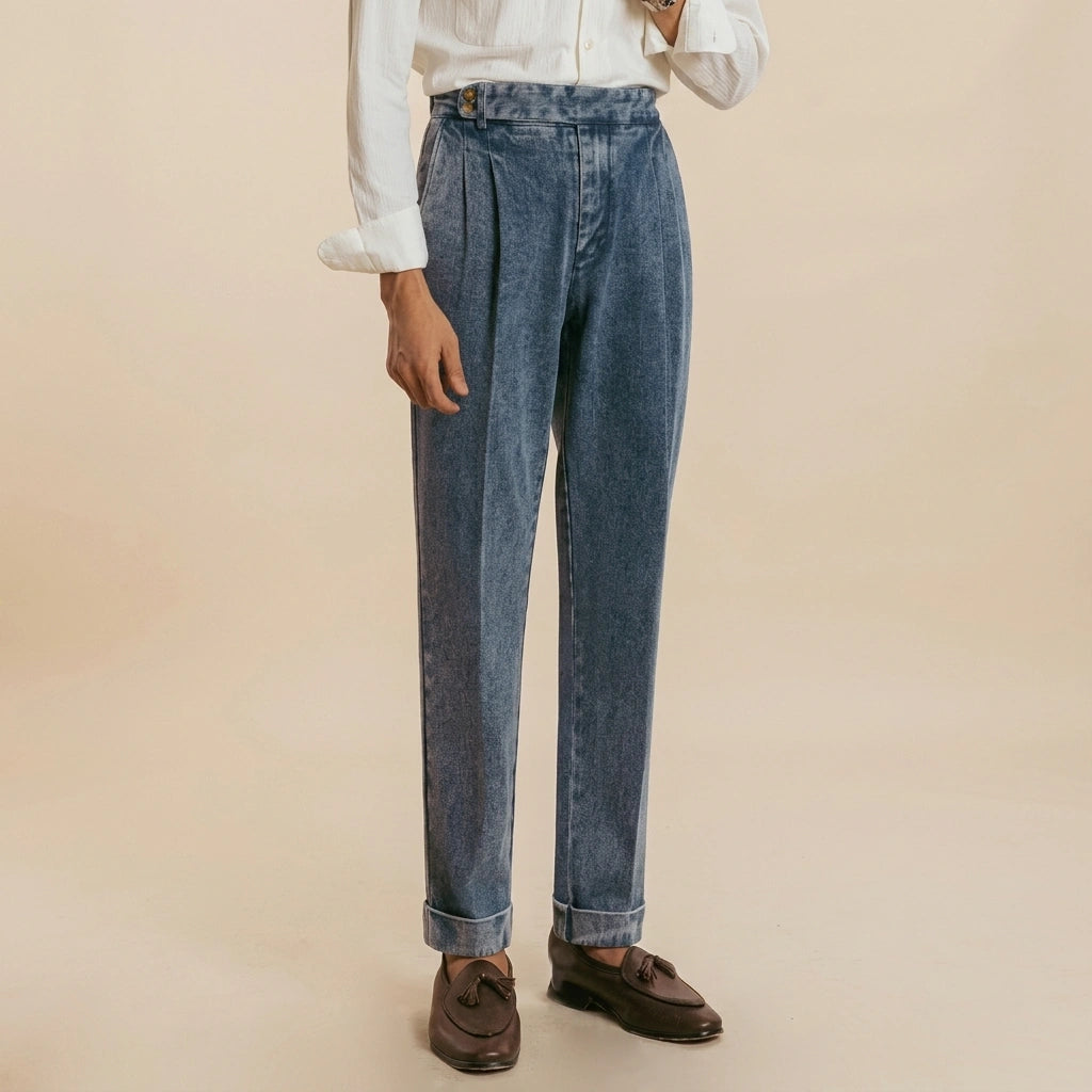 Lorenzo Pleated Denim Trousers