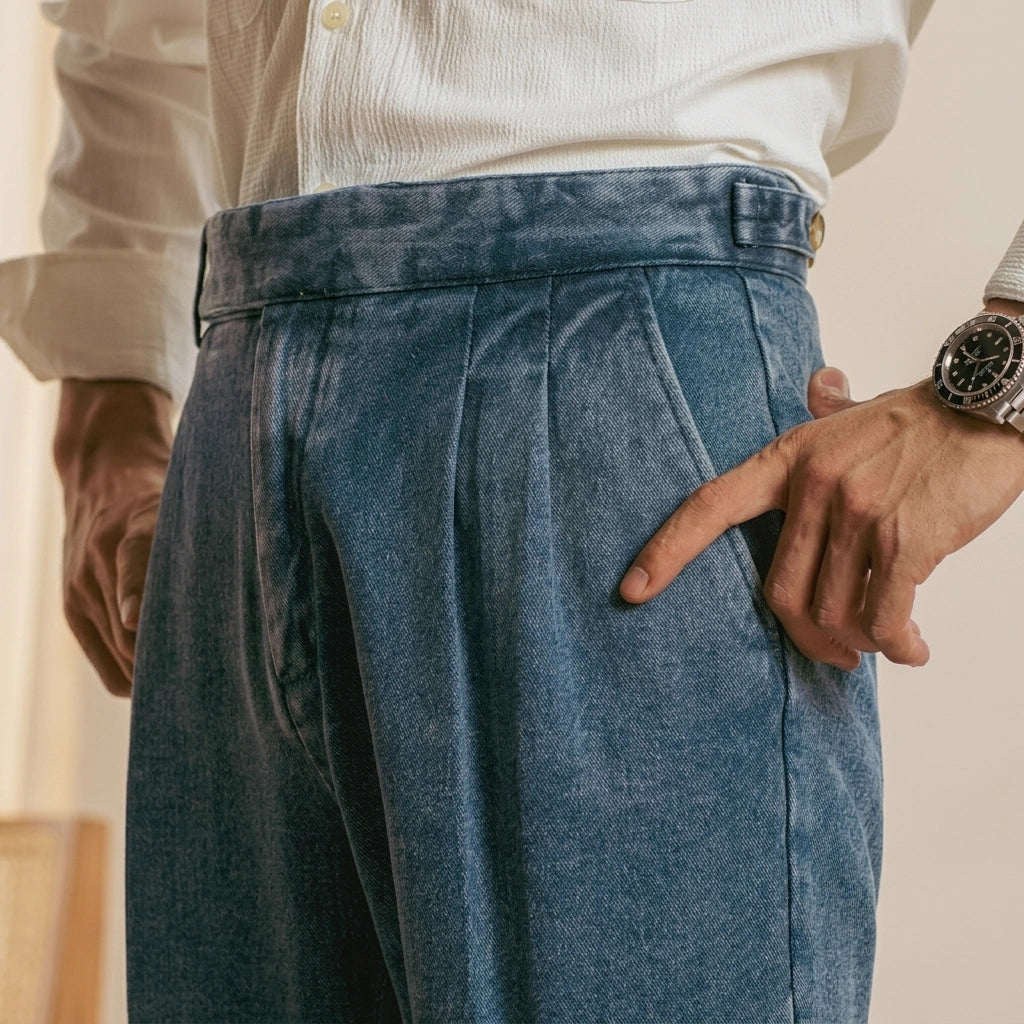 Lorenzo Pleated Denim Trousers