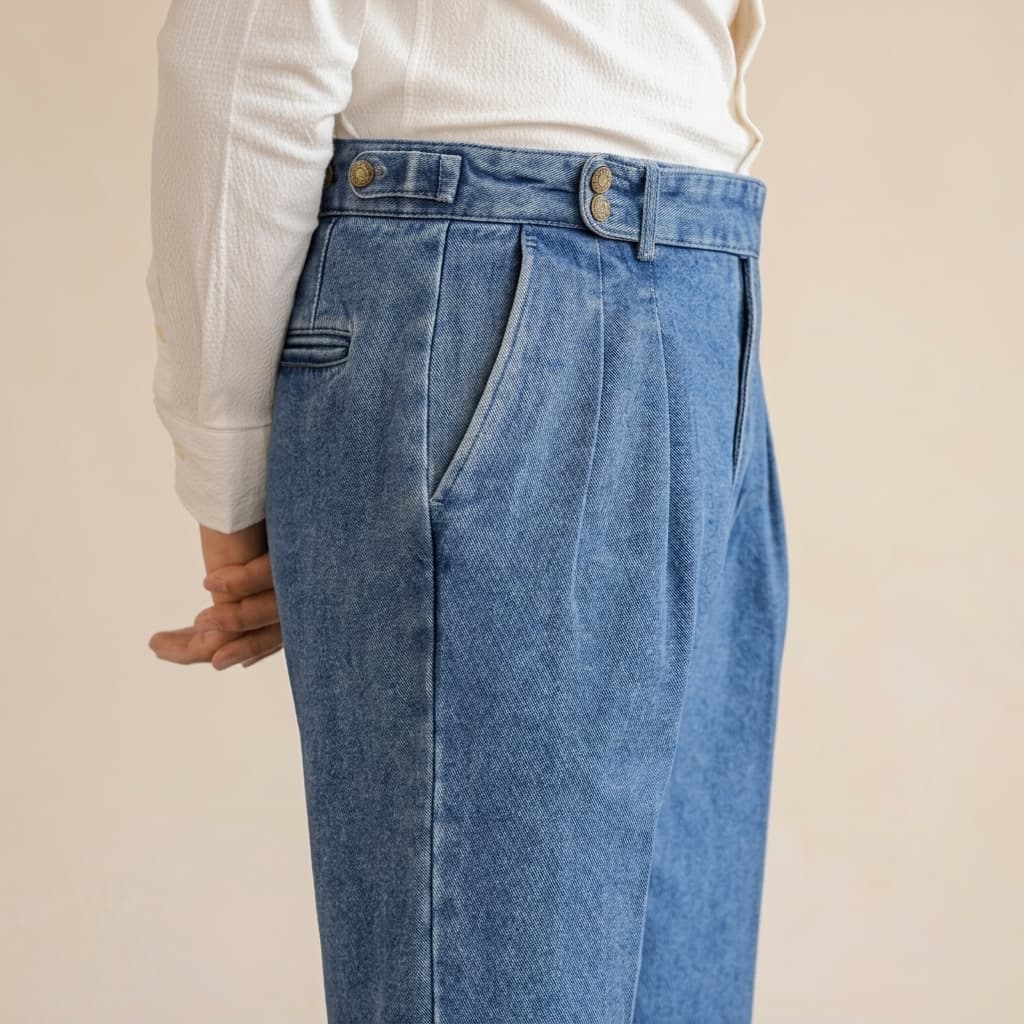 Lorenzo Pleated Denim Trousers