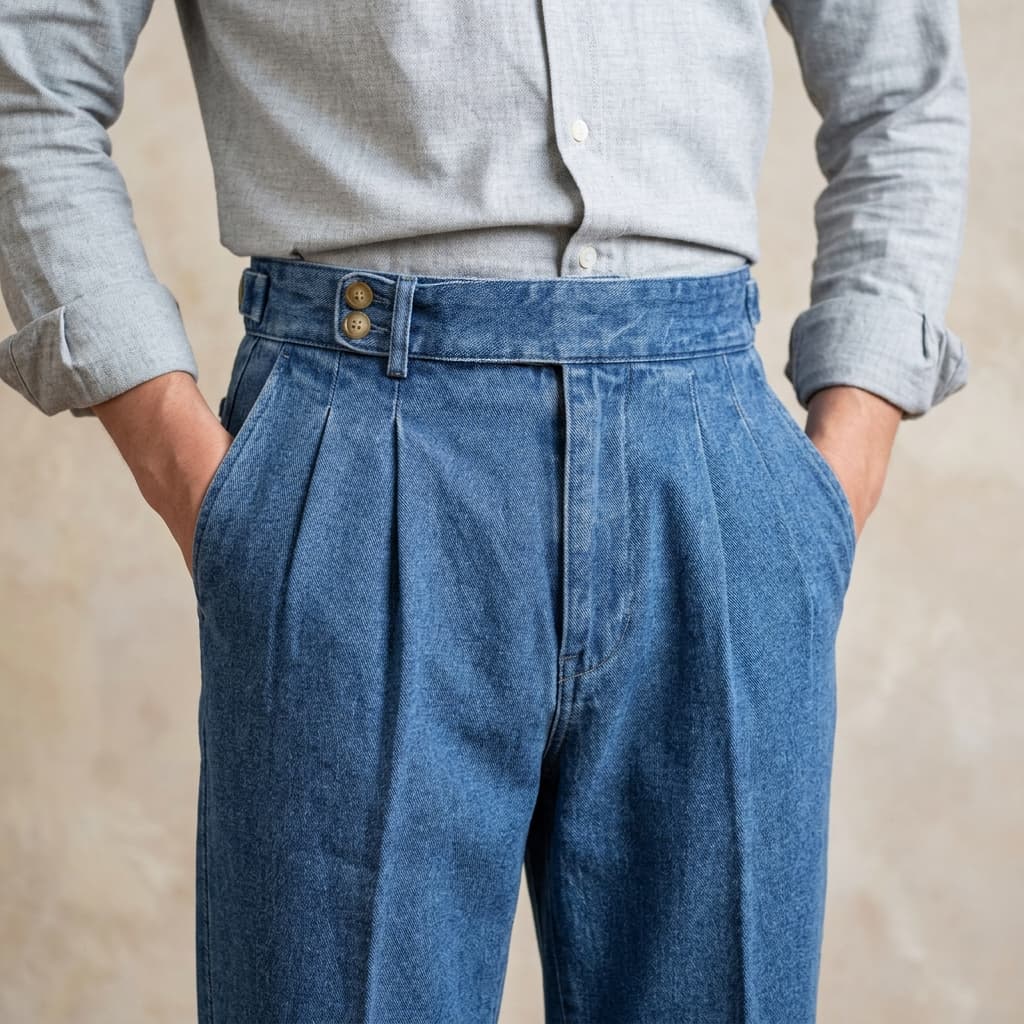 Lorenzo Pleated Denim Trousers