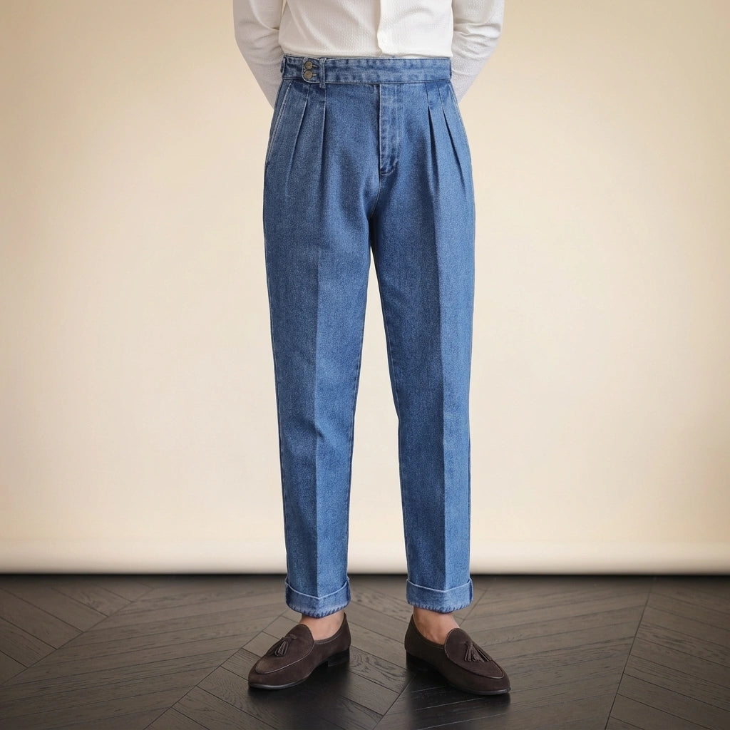 Lorenzo Pleated Denim Trousers
