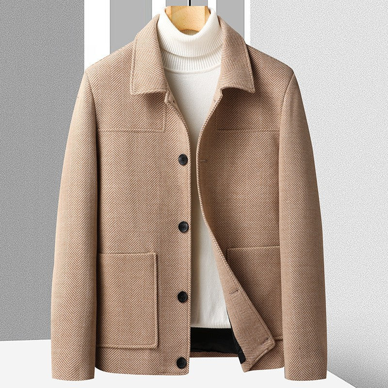 Savile Herringbone Wool Coat