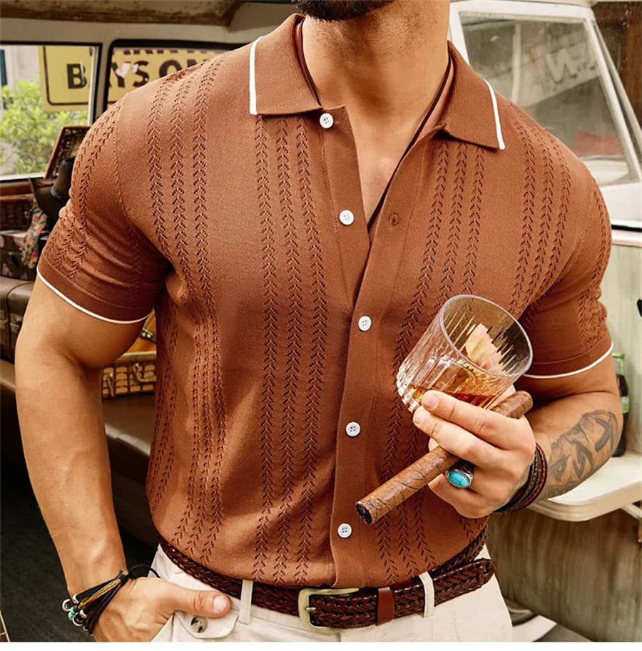 Carlo Marino Button-Down Knit Polo