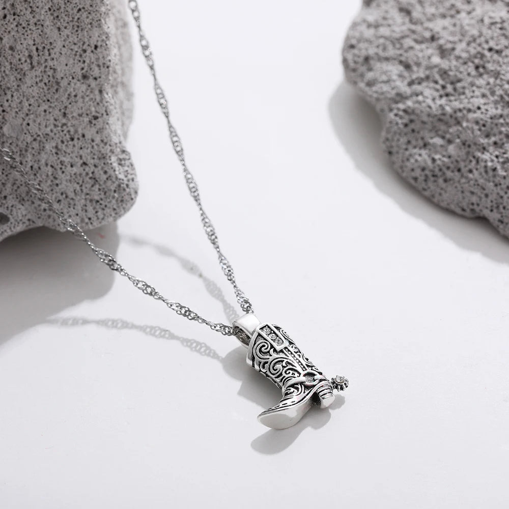 Rhinestone Country Boot Necklace