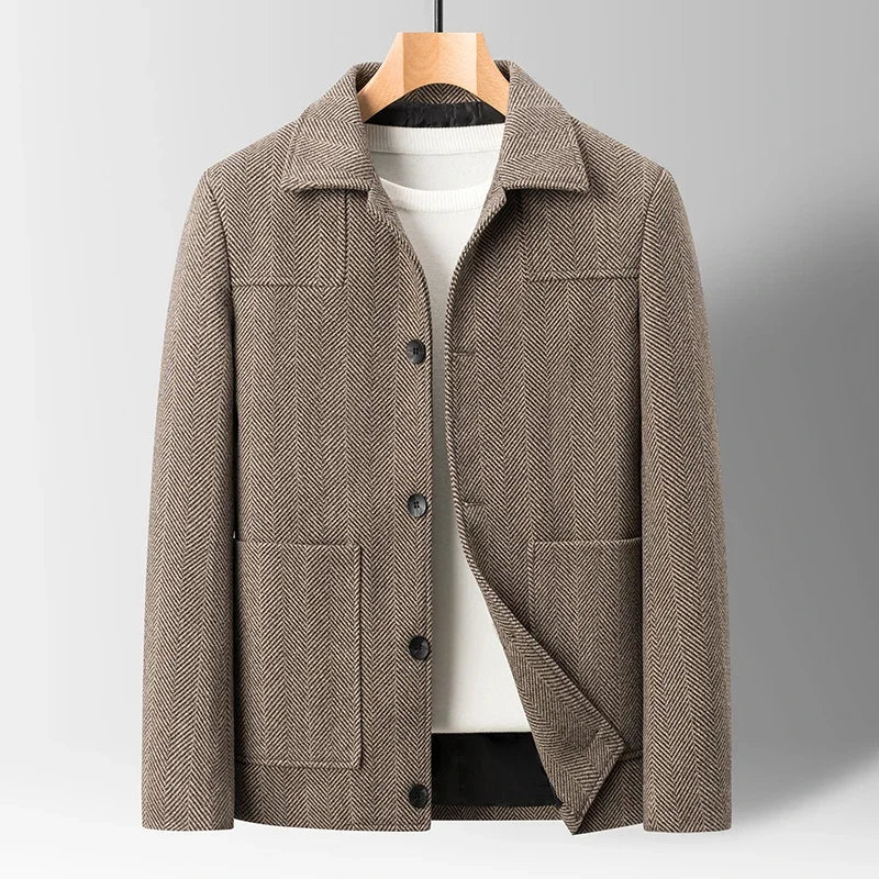 Savile Herringbone Wool Coat