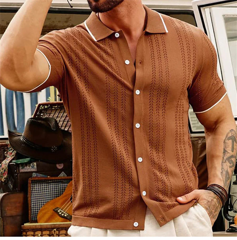 Carlo Marino Button-Down Knit Polo