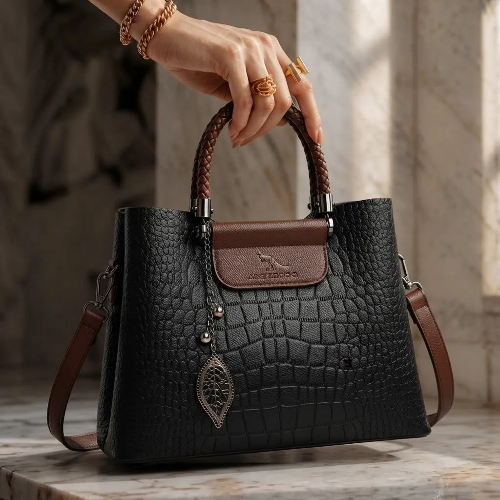 L'Éloriée Embossed Vintage Leather Bag