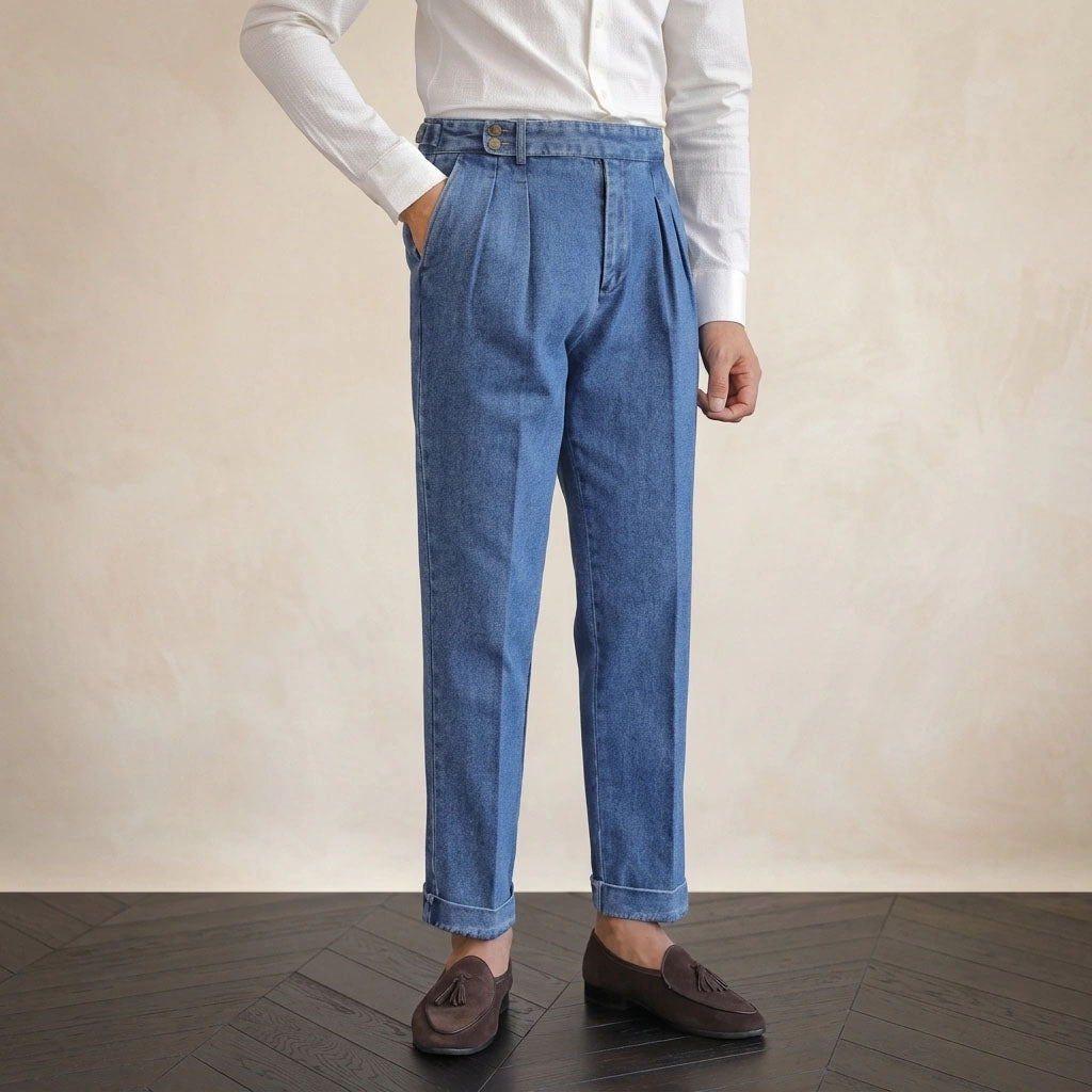 Lorenzo Pleated Denim Trousers