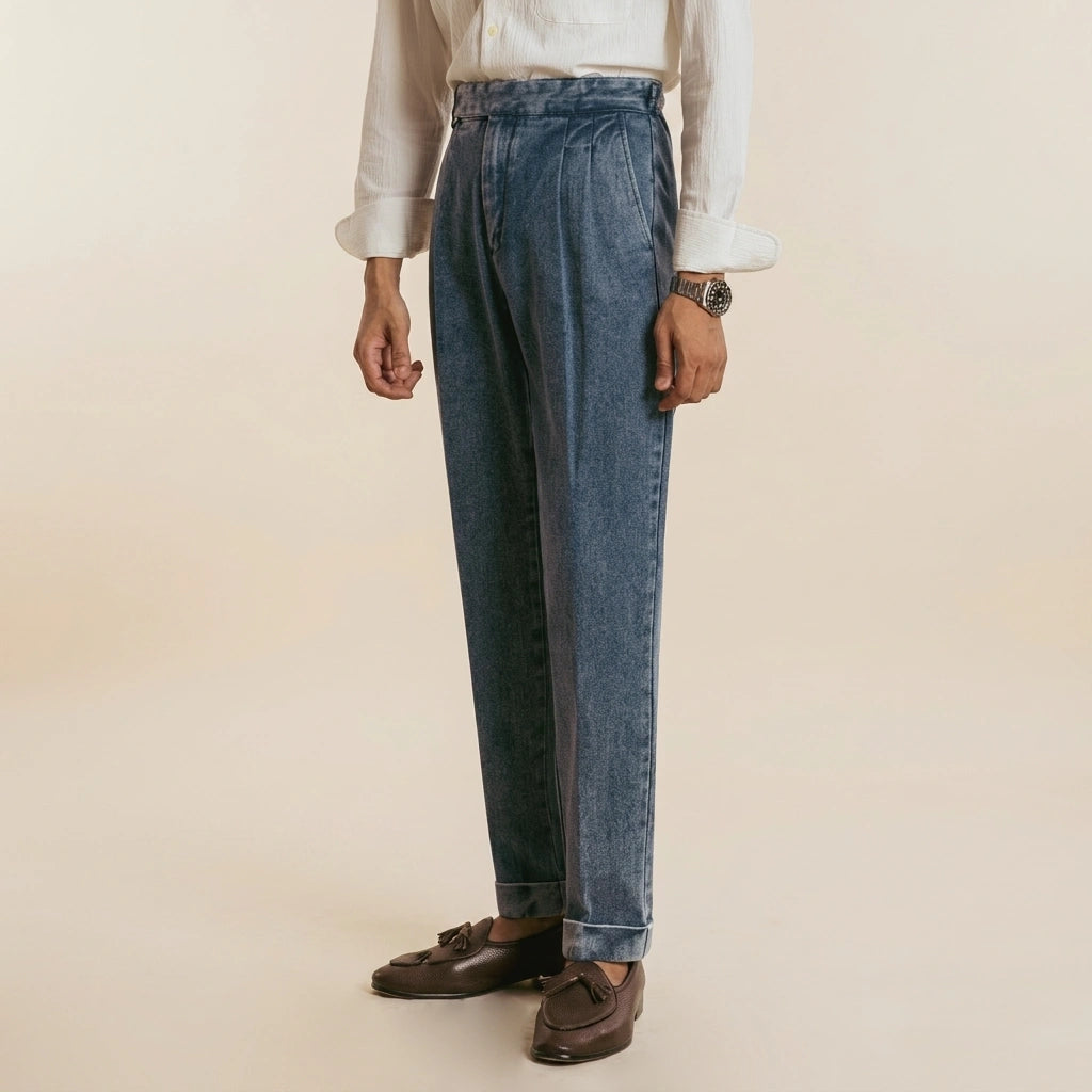 Lorenzo Pleated Denim Trousers