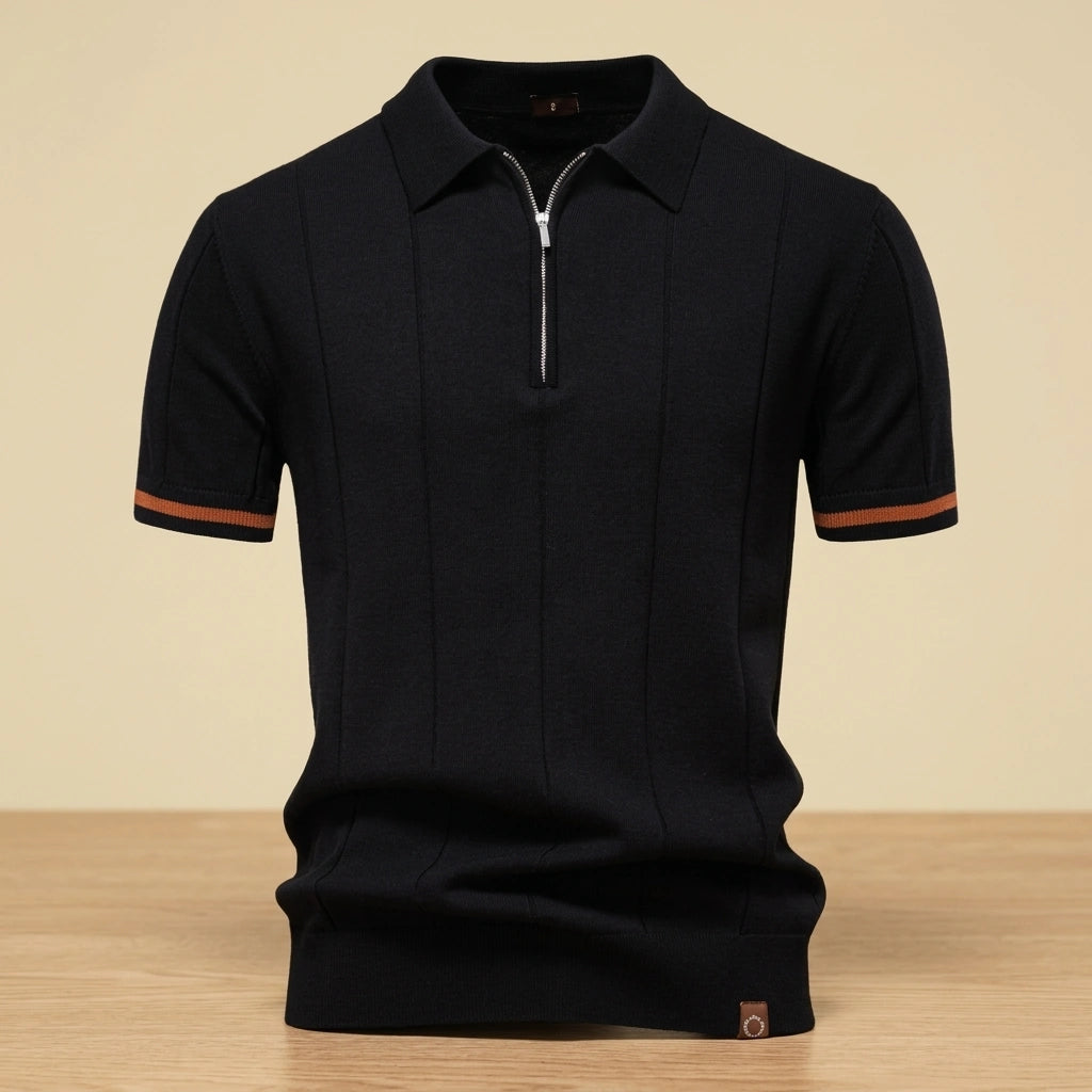 Amalfi Tipped Cuff Zip Polo