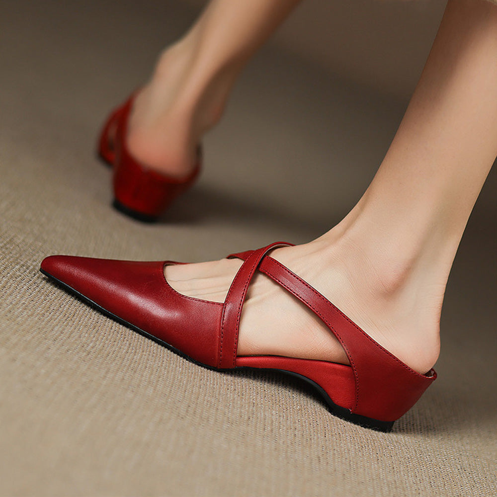 Margot Cross-Strap Leather Mule